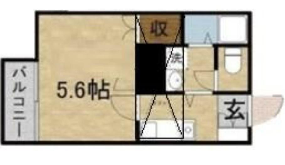 スカイハイツ鶴瀬(1K/2階)の間取り写真
