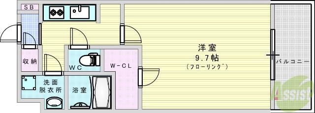 スプランディッド新大阪DUE(1K/3階)の間取り写真