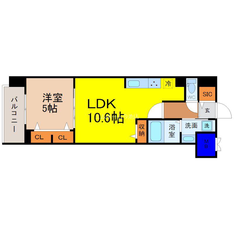 ザ・シンフォニア新栄(1LDK/8階)の間取り写真