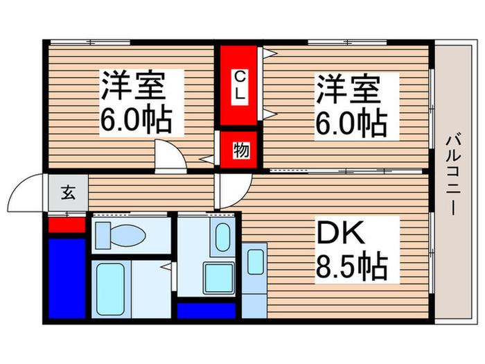 ブライトキャメロット(2DK/5階)の間取り写真