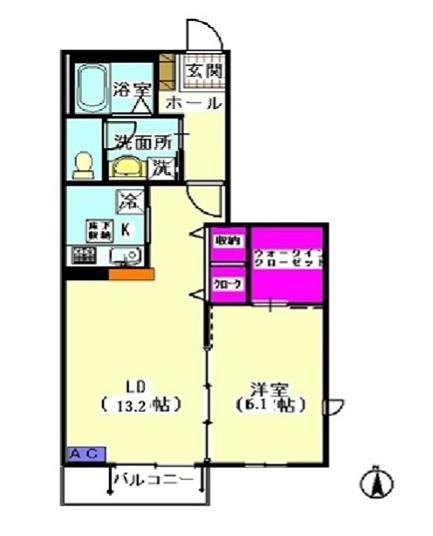 グリーンコート多摩川(1LDK/1階)の間取り写真