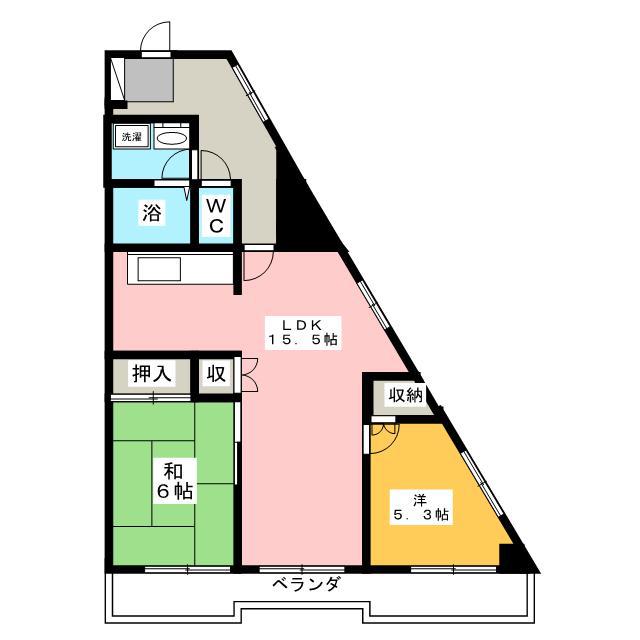 クレストモリ(2LDK/3階)の間取り写真