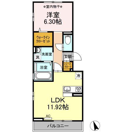 ルミエールI(1LDK/3階)の間取り写真