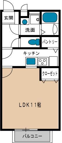 ピュール(1K/1階)の間取り写真