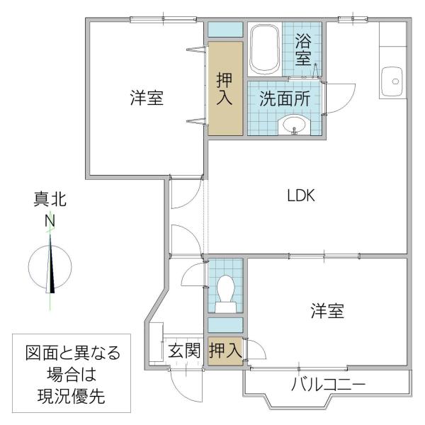 ラフレシールB(2LDK/1階)の間取り写真