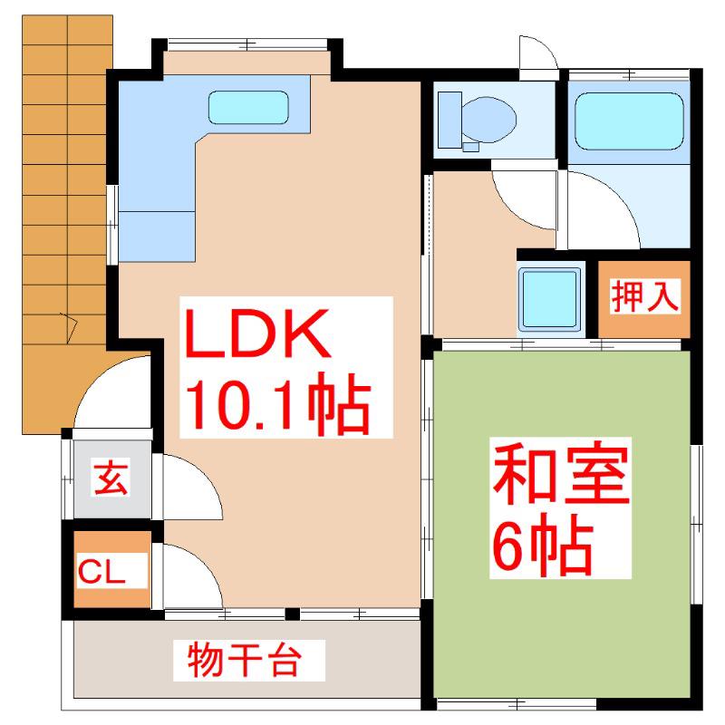 シティーフォレスト上竜尾(1LDK/2階)の間取り写真