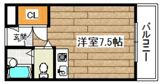 光栄ハイツ古曽部(ワンルーム/3階)の間取り写真