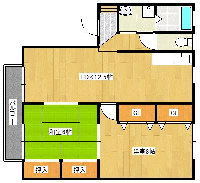 クレール大善寺(2LDK/2階)の間取り写真