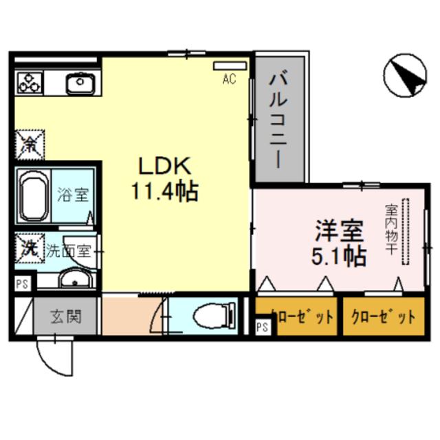 NORTECASA(1LDK/2階)の間取り写真