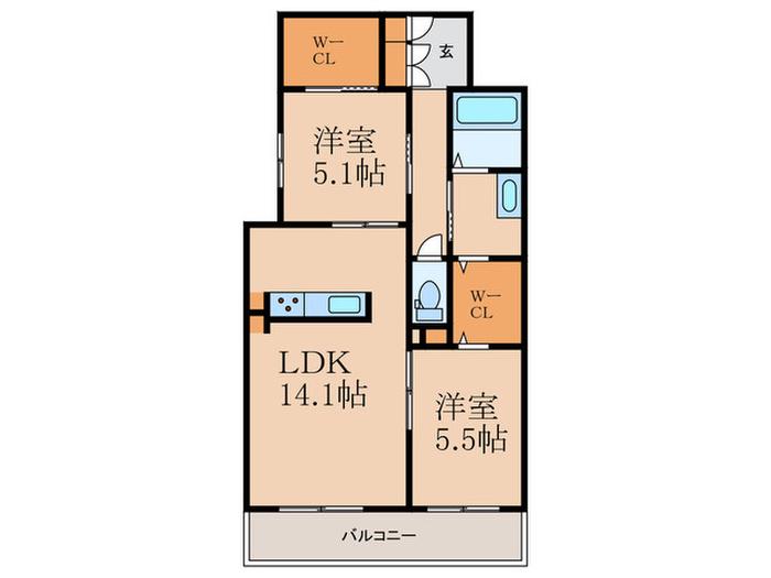 S-ROOM曰佐(2LDK/3階)の間取り写真