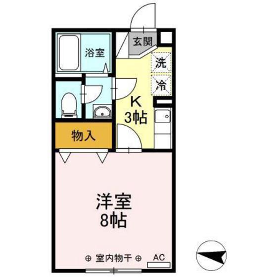 セジュール古舘(1K/1階)の間取り写真