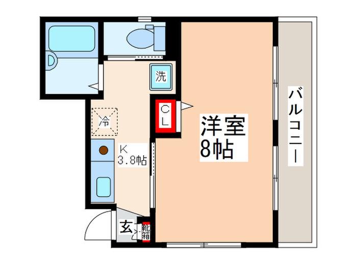 ハイツ大室(1K/3階)の間取り写真
