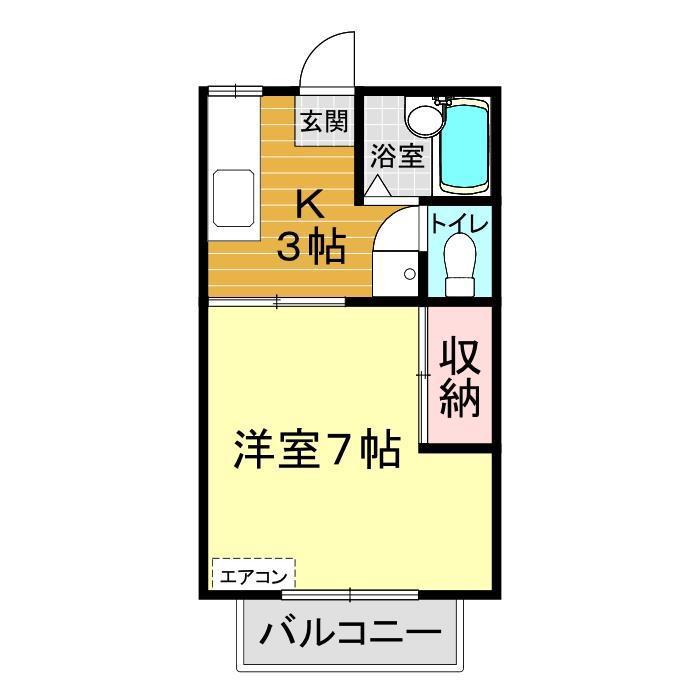 ノーブルK(1K/2階)の間取り写真