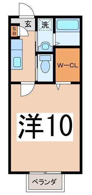 エアリスB(1K/2階)の間取り写真