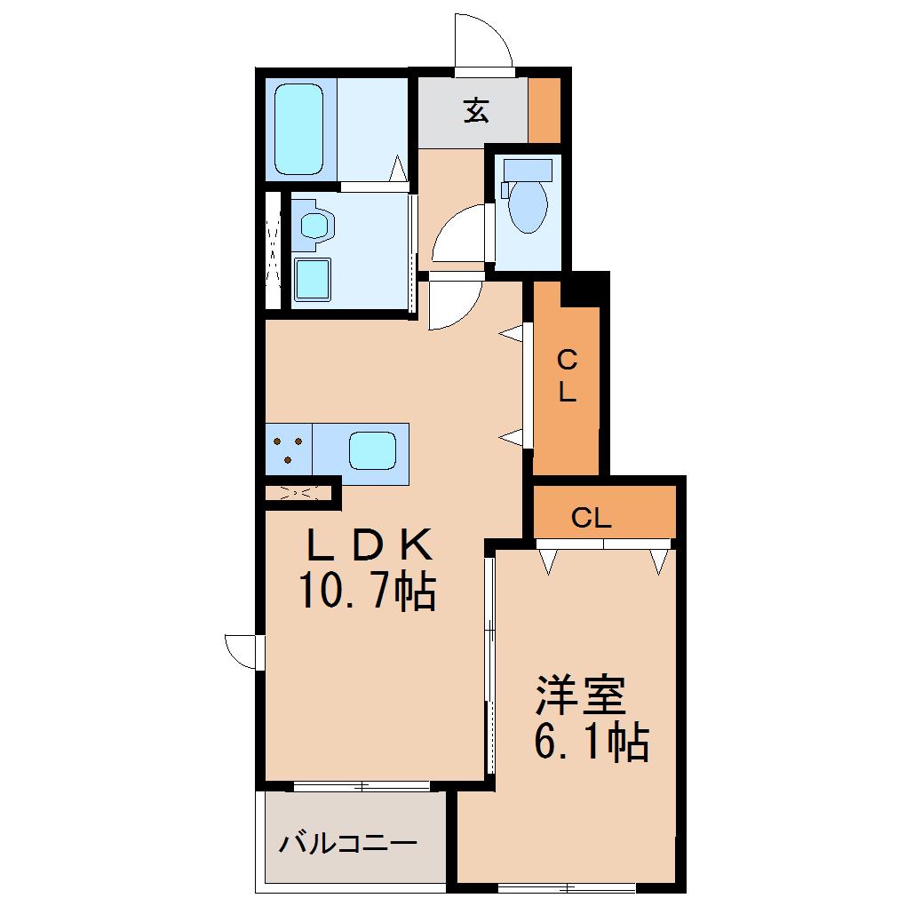 MAISON DE HEIM 弥勒寺 A(1LDK/1階)の間取り写真