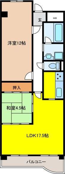 サンヴィラ野並(2LDK/14階)の間取り写真