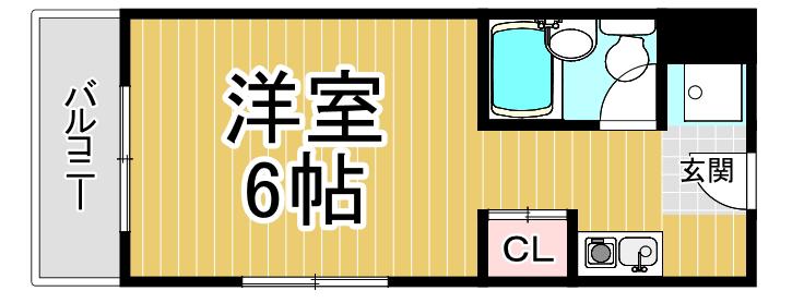 ヴィラサンローズ(ワンルーム/2階)の間取り写真