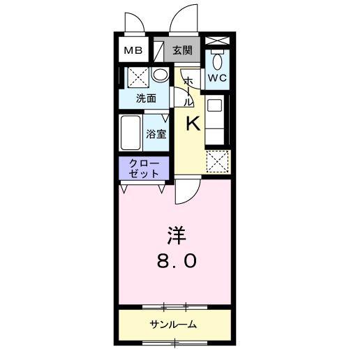 ネオプレジール(1K/1階)の間取り写真