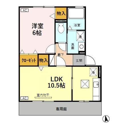 サン・ヴェルディII(1LDK/1階)の間取り写真