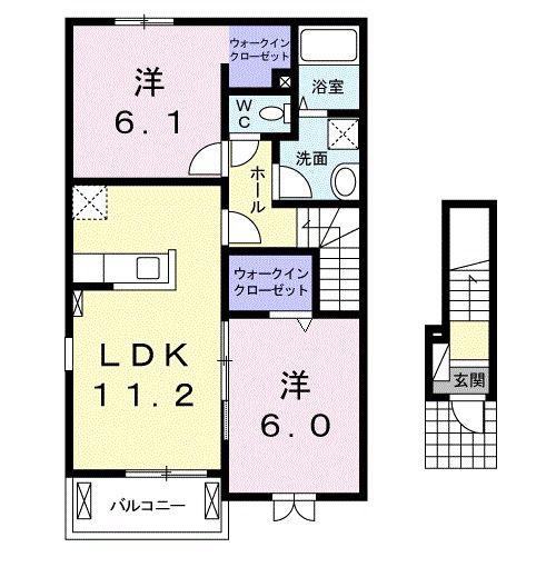 プリマ ヴェーラ(2LDK/2階)の間取り写真