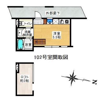 YELLOW HOUSE(ワンルーム/1階)の間取り写真