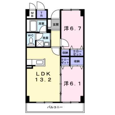 カルム日吉(2LDK/2階)の間取り写真