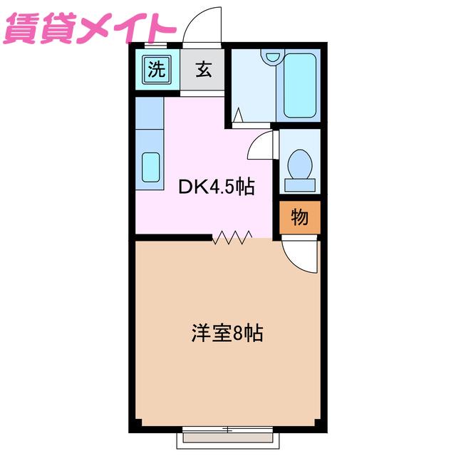 レンタルアパートホップ(1DK/2階)の間取り写真