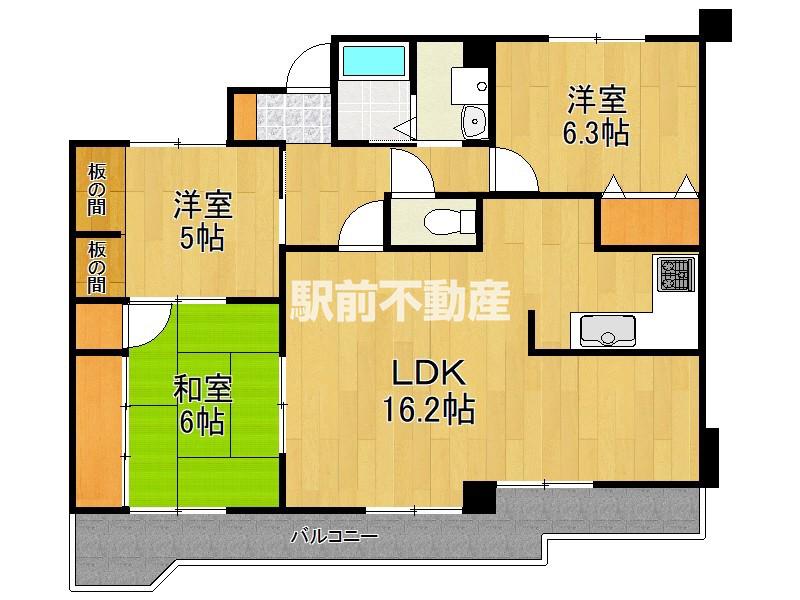 東峰マンション佐賀城南(3LDK/2階)の間取り写真