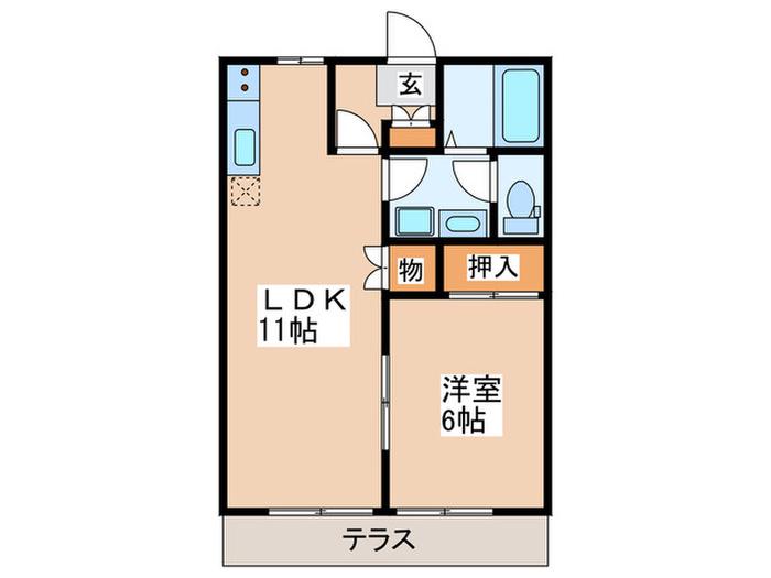 エーデルワイス(1LDK/1階)の間取り写真