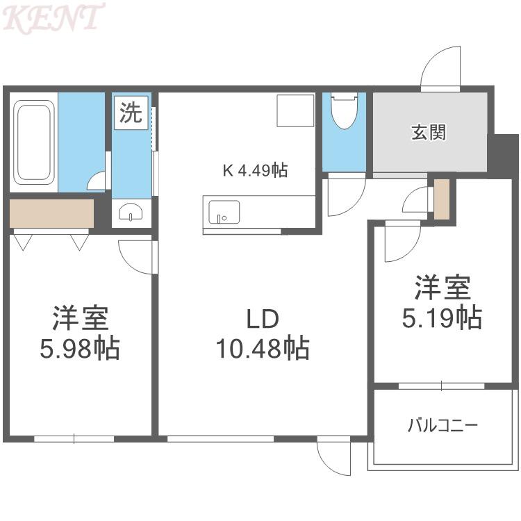 PORTE-BONHEUR(2LDK/3階)の間取り写真
