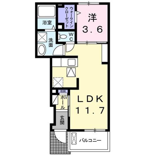 ユアーズヒル8(1LDK/1階)の間取り写真
