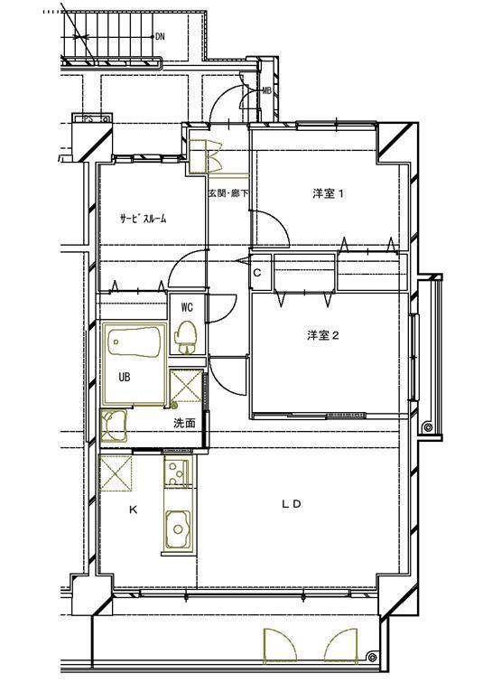クレール今(2SLDK/7階)の間取り写真