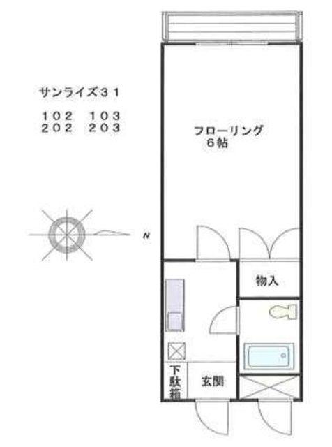 サンライズ31(1K/1階)の間取り写真