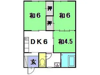 第2コスモスアパート(3DK/2階)の間取り写真