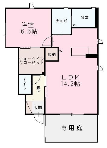 カッシーナC(1LDK/1階)の間取り写真