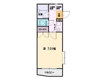 カサレリア湘南(1K/2階)の間取り写真