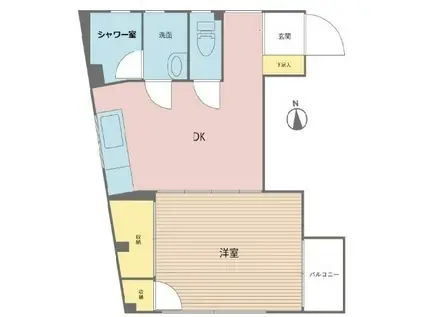 新宿サンライズマンション(1DK/3階)の間取り写真