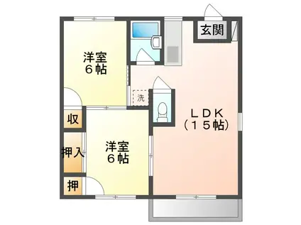 サニーハイツC(2LDK/1階)の間取り写真
