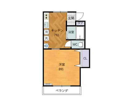 松崎ハイツ(1K/2階)の間取り写真