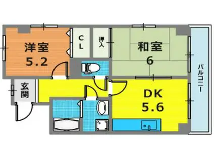 クレスト羽坂(2DK/3階)の間取り写真