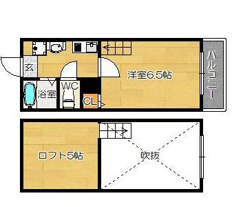 ペルメッソ博多(1K/2階)の間取り写真