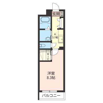 アソルティー(1K/2階)の間取り写真
