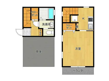 アパートメントリライ(1K/1階)の間取り写真