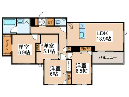 GRANDY VILLA OHTAKANOMORI II(4LDK/2階)の間取り写真