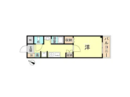 アンジェリーク夙川(1K/2階)の間取り写真