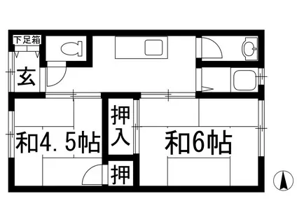 森川文化B棟(2K/1階)の間取り写真