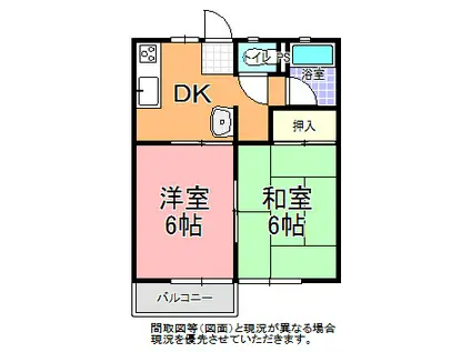 パナハイツ菊池 A棟(2DK/2階)の間取り写真