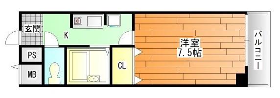D・H白鳥ビル(1K/7階)の間取り写真