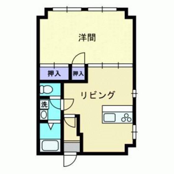 深可ヒュッテ(1LDK/6階)の間取り写真