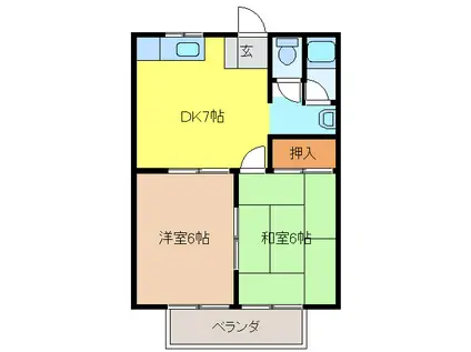 本熊荘(2DK/1階)の間取り写真